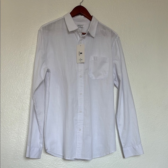 JEKAOYI White Casual Button Down Shirt Crisp Cotton size M - Picture 1 of 7